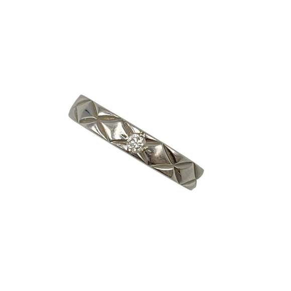 CHANEL Coco Crush #48 Matelasse Ring in Pt950 Platinum with 1 Diamond Women's